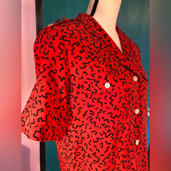 Vintage Chaus Short Sleeve Art Deco Blouse Size L - Picture 12 of 16